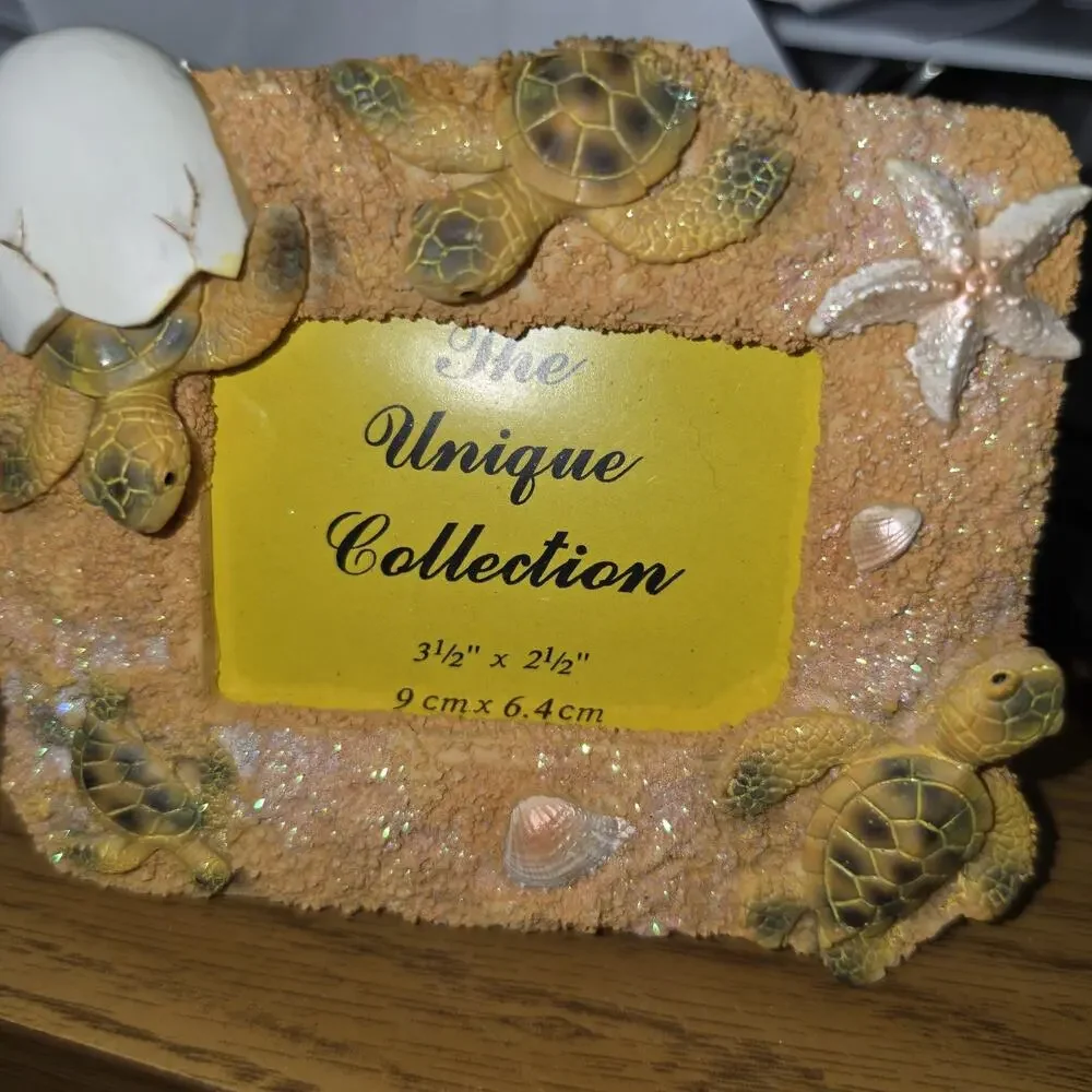 Creative Turtle Beach Handmade Resin Photo Frame Yellow Sand Texture 3.5